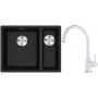 Franke Maris MRG 160-34-15SBR zlewozmywak 52x40 cm Fragranite onyx z baterią kuchenną Lina biały polarny (1250687265, 1150626024) zdj.1