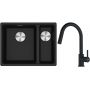 Franke Maris MRG 160-34-15SBR zlewozmywak 52x40 cm Fragranite onyx z baterią kuchenną Lina czarny mat (1250687265, 1150626053) zdj.1