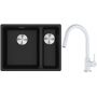 Franke Maris MRG 160-34-15SBR zlewozmywak 52x40 cm Fragranite onyx z baterią kuchenną Lina biały polarny (1250687265, 1150626081) zdj.1