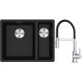 Franke Maris MRG 160-34-15SBR zlewozmywak 52x40 cm Fragranite onyx z baterią kuchenną Lina chrom/czarny (1250687265, 1150626085) zdj.1