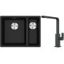 Franke Maris MRG 160-34-15SBR zlewozmywak 52x40 cm Fragranite onyx z baterią kuchenną Mythos czarna stal szlachetna (1250687265, 1150550441) zdj.1