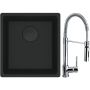 Franke Maris MRG 110-37 zlewozmywak 40x37 cm Fragranit + czarny mat z baterią kuchenną Coxy chrom (1250697760, 1150159732) zdj.1