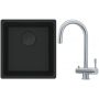 Franke Maris MRG 110-37 zlewozmywak 40x37 cm Fragranit + czarny mat z baterią kuchenną Eos stal szlachetna (1250697760, 1200179979) zdj.1