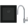 Franke Maris MRG 110-37 zlewozmywak 40x37 cm Fragranit + czarny mat z baterią kuchenną Eos stal szlachetna (1250697760, 1150590045) zdj.1