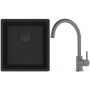 Franke Maris MRG 110-37 zlewozmywak 40x37 cm Fragranit + czarny mat z baterią kuchenną Lina kamienny szary (1250697760, 1150626022) zdj.1