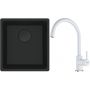 Franke Maris MRG 110-37 zlewozmywak 40x37 cm Fragranit + czarny mat z baterią kuchenną Lina biały polarny (1250697760, 1150626024) zdj.1
