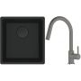 Franke Maris MRG 110-37 zlewozmywak 40x37 cm Fragranit + czarny mat z baterią kuchenną Lina kamienny szary (1250697760, 1150626057) zdj.1