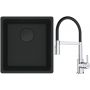 Franke Maris MRG 110-37 zlewozmywak 40x37 cm Fragranit + czarny mat z baterią kuchenną Lina chrom/czarny (1250697760, 1150626085) zdj.1