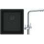 Franke Maris MRG 110-37 zlewozmywak 40x37 cm Fragranit + czarny mat z baterią kuchenną Neptune Clear Water chrom (1250697760, 1150370689) zdj.1