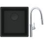 Franke Maris MRG 110-37 zlewozmywak 40x37 cm Fragranit + czarny mat z baterią kuchenną Pescara L Slide-In chrom (1250697760, 1150538940) zdj.1