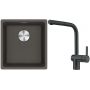 Franke Maris zlewozmywak granitowy 43,3x40,3 cm łupkowy szary z baterią kuchenną Atlas czarna stal szlachetna (1250716374, 1150550427) zdj.1