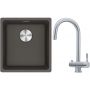 Franke Maris MRG 110-37 zlewozmywak granitowy 43x40 cm łupkowy szary z baterią kuchenną Eos stal szlachetna (1250716374, 1200179979) zdj.1