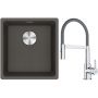 Franke Maris MRG 110-37 zlewozmywak granitowy 43x40 cm łupkowy szary z baterią kuchenną Lina chrom/szary (1250716374, 1150626087) zdj.1