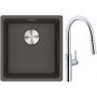 Franke Maris MRG 110-37 zlewozmywak granitowy 43x40 cm łupkowy szary z baterią kuchenną Pescara L Slide-In chrom (1250716374, 1150538940) zdj.1