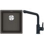 Franke Maris MRG 110-37 zlewozmywak granitowy 43x40 cm łupkowy szary z baterią kuchenną Urban czarny mat (1250716374, 1150627523) zdj.1