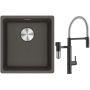 Franke Maris MRG 110-37 zlewozmywak granitowy 43x40 cm łupkowy szary z baterią kuchenną Vital Semi-Pro czarny mat/stal (1250716374, 1200621313) zdj.1