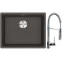 Franke Maris MRG 110-52 zlewozmywak granitowy 55,3x43,3 cm łupkowy szary z baterią kuchenną Coxy chrom (1250716375, 1150159732) zdj.1