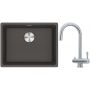 Franke Maris MRG 110-52 zlewozmywak granitowy 55,3x43,3 cm łupkowy szary z baterią kuchenną Eos stal szlachetna (1250716375, 1200179979) zdj.1
