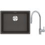 Franke Maris MRG 110-52 zlewozmywak granitowy 55,3x43,3 cm łupkowy szary  z baterią kuchenną Eos stal szlachetna (1250716375, 1150590045) zdj.1
