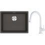 Franke Maris MRG 110-52 zlewozmywak granitowy 55,3x43,3 cm łupkowy szary z baterią kuchenną Lina biały polarny (1250716375, 1150626081) zdj.1