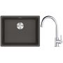 Franke Maris MRG 110-52 zlewozmywak granitowy 55,3x43,3 cm łupkowy szary z baterią kuchenną Lina chrom (1250716375, 1150693228) zdj.1