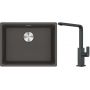 Franke Maris MRG 110-52 zlewozmywak granitowy 55,3x43,3 cm łupkowy szary z baterią kuchenną Mythos czarna stal szlachetna (1250716375, 1150550441) zdj.1