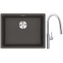 Franke Maris MRG 110-52 zlewozmywak granitowy 55,3x43,3 cm łupkowy szary z baterią kuchenną Pescara L Slide-In chrom (1250716375, 1150538940) zdj.1