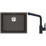 Franke Maris MRG 110-52 zlewozmywak granitowy 55,3x43,3 cm łupkowy szary z baterią kuchenną Urban czarny mat (1250716375, 1150627523) zdj.1