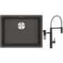 Franke Maris MRG 110-52 zlewozmywak granitowy 55,3x43,3 cm łupkowy szary z baterią kuchenną Vital Semi-Pro czarny mat/stal (1250716375, 1200621313) zdj.1