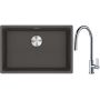 Franke Maris MRG 110-62 zlewozmywak granitowy 65,3x43,3 cm łupkowy szary z baterią kuchenną Ambient chrom (1250716376, 1150373947) zdj.1