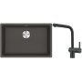 Franke Maris MRG 110-62 zlewozmywak granitowy 65,3x43,3 cm łupkowy szary z baterią kuchenną Atlas czarna stal szlachetna (1250716376, 1150550427) zdj.1