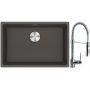 Franke Maris MRG 110-62 zlewozmywak granitowy 65,3x43,3 cm łupkowy szary z baterią kuchenną Coxy chrom (1250716376, 1150159732) zdj.1