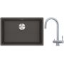Franke Maris MRG 110-62 zlewozmywak granitowy 65,3x43,3 cm łupkowy szary z baterią kuchenną Eos stal szlachetna (1250716376, 1200179979) zdj.1
