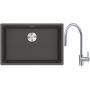 Franke Maris MRG 110-62 zlewozmywak granitowy 65,3x43,3 cm łupkowy szary z baterią kuchenną Eos stal szlachetna (1250716376, 1150590045) zdj.1