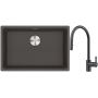 Franke Maris MRG 110-62 zlewozmywak granitowy 65,3x43,3 cm łupkowy szary z baterią kuchenną Eos czarna stal szlachetna (1250716376, 1150613671) zdj.1