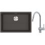 Franke Maris MRG 110-62 zlewozmywak granitowy 65,3x43,3 cm łupkowy szary z baterią kuchenną Leda Neo stal szlachetna (1250716376, 1150590047) zdj.1