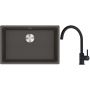 Franke Maris MRG 110-62 zlewozmywak granitowy 65,3x43,3 cm łupkowy szary z baterią kuchenną Lina czarny mat (1250716376, 1150626019) zdj.1