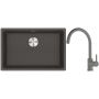 Franke Maris MRG 110-62 zlewozmywak granitowy 65,3x43,3 cm łupkowy szary z baterią kuchenną Lina kamienny szary (1250716376, 1150626022) zdj.1
