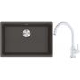 Franke Maris zlewozmywak granitowy 65,3x43,3 cm łupkowy szary z baterią kuchenną Lina biały polarny (1250716376, 1150626024) zdj.1