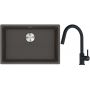 Franke Maris zlewozmywak granitowy 65,3x43,3 cm łupkowy szary z baterią kuchenną Lina czarny mat (1250716376, 1150626053) zdj.1