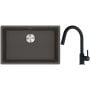 Franke Maris zlewozmywak granitowy 65,3x43,3 cm łupkowy szary z baterią kuchenną Lina onyx (1250716376, 1150626055) zdj.1