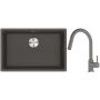 Franke Maris zlewozmywak granitowy 65,3x43,3 cm łupkowy szary z baterią kuchenną Lina kamienny szary (1250716376, 1150626057) zdj.1