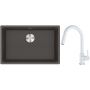 Franke Maris zlewozmywak granitowy 65,3x43,3 cm łupkowy szary z baterią kuchenną Lina biały polarny (1250716376, 1150626081) zdj.1