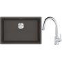 Franke Maris zlewozmywak granitowy 65,3x43,3 cm łupkowy szary z baterią kuchenną Lina chrom (1250716376, 1150693229) zdj.1