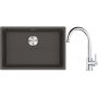 Franke Maris zlewozmywak granitowy 65,3x43,3 cm łupkowy szary z baterią kuchenną Lina chrom (1250716376, 1150693228) zdj.1