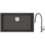Franke Maris MRG 110-72 zlewozmywak granitowy 75,3x43,3 cm szary/grafitowy/onyx z baterią kuchenną Ambient chrom (1250716377, 1150373947) zdj.1
