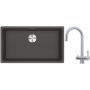 Franke Maris MRG 110-72 zlewozmywak granitowy 75,3x43,3 cm szary/grafitowy/onyx z baterią kuchenną Eos stal szlachetna (1250716377, 1200179979) zdj.1