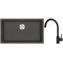 Franke Maris MRG 110-72 zlewozmywak granitowy 75,3x43,3 cm szary/grafitowy/onyx z baterią kuchenną Lina czarny mat (1250716377, 1150626019) zdj.1