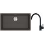 Franke Maris MRG 110-72 zlewozmywak granitowy 75,3x43,3 cm szary/grafitowy/onyx z baterią kuchenną Lina onyx (1250716377, 1150626020) zdj.1
