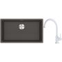 Franke Maris MRG 110-72 zlewozmywak granitowy 75,3x43,3 cm szary/grafitowy/onyx z baterią kuchenną Lina biały polarny (1250716377, 1150626024) zdj.1